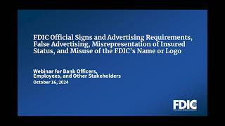 FDIC Rules on Signage Advertising Misrepresentation of Deposit Insurance and Logo Misuse [upl. by Stanislas602]