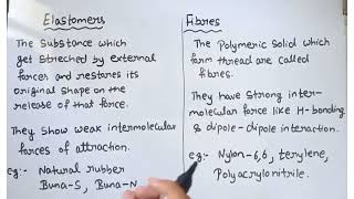 Difference between Elastomers and Fibres [upl. by Phelips393]