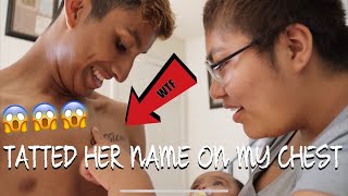 I TATTOOED HER NAME ON MY CHEST PRANK [upl. by Candra383]