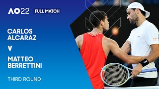 Carlos Alcaraz v Matteo Berrettini Full Match  Australian Open 2022 Third Round [upl. by Junno538]