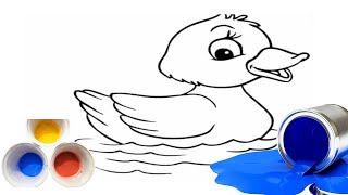 Duck drawing Painting Coloring Happy Duck [upl. by Eseerehs]