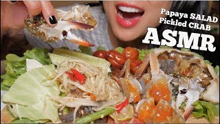 ASMR กินส้มตำ ปูดองน้ำปลา Thai Whispers  English Subs Papaya Salad EATING SOUNDS  SASASMR [upl. by Gnivri434]