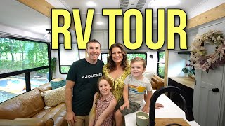 Tour Our FULLY REMODELED 5th Wheel for RV Living w a Family of 4 [upl. by Pliske]