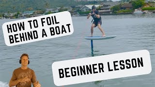 How to Foil behind a boat first timers learning to hydrofoil [upl. by Asirralc]