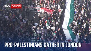 IsraelHamas war Thousands descend upon London for proPalestinian march [upl. by Loralyn]