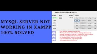 MySQL Server Not Working In Xampp  The Port is Blocked [upl. by Naples]