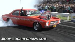 KRANKY flaming qualifying burnout at Summernats 24 2011 [upl. by Amato]