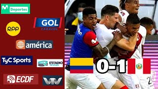 Colombia 0  1 Perú  Así relató Sudamérica el gol de Edison Flores [upl. by Ahsemad]