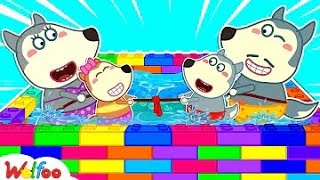 Wolfoo Has Fun Playtime in a DIY Colorful Lego Swimming Pool with Mom and Dad  Wolfoo [upl. by Einnhoj824]