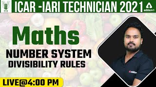 ICAR IARI Technician Recruitment 2021 Classes  Maths  Number System  Divisibility Rules [upl. by Vachel492]