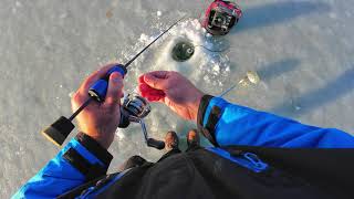 S2E1  First Ice Using Plastics on a New Lake  Western Wisconsin  Panfish Ice Fishing [upl. by Nirrak]