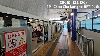 No Announcement SMRT Alstom Innovia APM 300R C801B 135136  BP1 Choa Chu Kang ➡️ BP7 Petir [upl. by Goto]