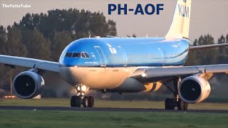 KLM  Airbus A330200  Sunset takeoff at AMS PHAOF [upl. by Gherlein]