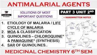 Solution  Antimalarial drugs  Part 3 Unit 2  Medicinal Chemistry 6th Semester [upl. by Onfre]