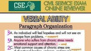 CIVIL SERVICE EXAM  Verbal Ability Paragraph Organization  CSE Online Reviewer [upl. by Hultin]