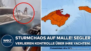 MALLORCA Heftiges Unwetter wirbelt Yachten gegen die Küsten Viele Flüge gestrichen [upl. by Erle329]