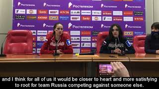 Zagitova Medvedeva  Press Conference Nr 2 at 2021 Channel One Cup  Feb 7 2021 [upl. by Jovita]