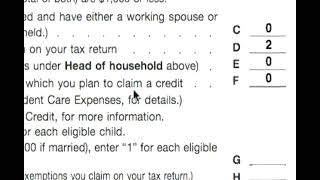 Personal Allowance Worksheet E thru H W4 Tax Form [upl. by Bittner]