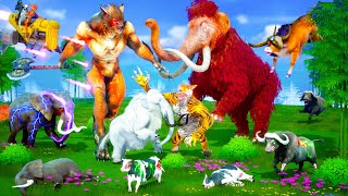 5 Mammoth Elephant Cow vs Zombie Bull vs 5 Giant Tiger Wolf Lion Attack Cow Buffalo Elephant Gorilla [upl. by Auqinahc]