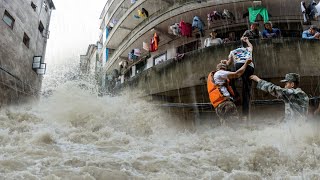 River overflow China is under water Street become river in Hubei [upl. by Hayward]