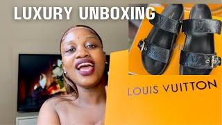 Influencers Trendy Louis Vuitton Sandals😍 Luxury Unboxing Ft Coeebags [upl. by Opiak]