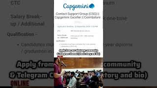 Capgemini is hiring now  CSG  325 LPA  JOBS fresherjobs [upl. by Rachelle694]