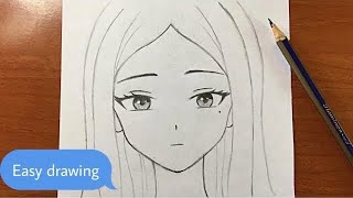 Easy anime drawing  how to draw anime girl easy stepbystep [upl. by Goldner253]