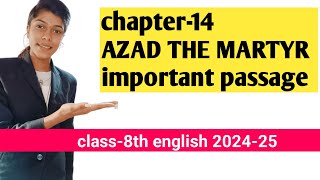 class8th english । Lesson14 AZAD the martyr full imp passage solving ।mpboardclass8thclass [upl. by Aronos]