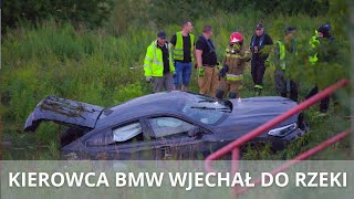 Groźny wypadek w Białymstoku  kierowca BMW wpadł do rzeki [upl. by Harim]