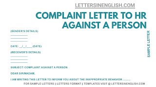 How To Write a Complaint Letter To HR About a Coworker – Sample Complaint Letter [upl. by Ellemac]