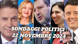 SONDAGGI POLITICI 22 NOVEMBRE OGGII QUALI PARTITI PREVARRANNO SE SI ANDASSE AL VOTO [upl. by Arrim]