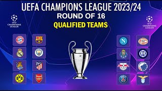 UEFA CHAMPIONS LEAGUE 202324 Round of 16 Draw  Qualified Teams 16  UCL Fixtures 202324 [upl. by Lemar370]