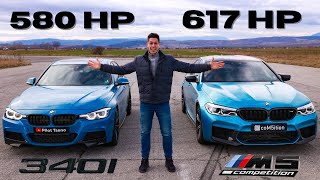 Tuned BMW F30 340i vs M5 Competition DRAG RACE [upl. by Leonanie629]