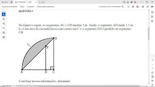 Na figura a seguir os segmentos AC e CB medem 2 m Ainda o segmento AD mede 15 m LC é um arco de [upl. by Baseler480]