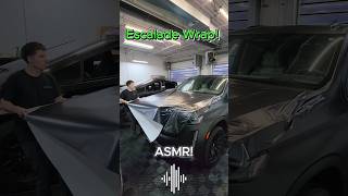 Wrapping this Escalade in satin rock grey metallic 👌🏼💯 asmr asmrsounds wrap carwrap escalade [upl. by Arleta]