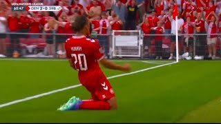 Yussuf Poulsen Bicycle kick Goal Denmark vs Serbia 20 All Goals and Extended Highlights [upl. by Nonek771]