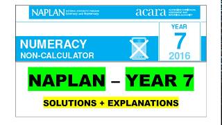 NAPLAN – YEAR 7 NUMERACY 2016 Q110 [upl. by Klenk]