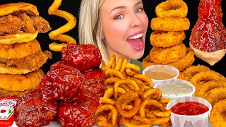 ASMR MUKBANG Spicy Jalapeno Chicken Sandwich Curly Fries Dill Dip Crispy Onion Rings Coleslaw 먹방 [upl. by Lakym721]