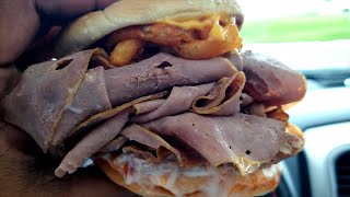 Arbys Arbynator HALF POUND OF ROAST BEEF [upl. by Enylcaj758]