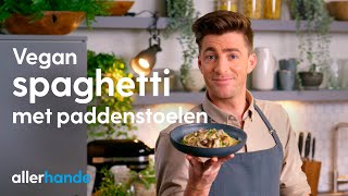 Vegan pasta al funghi maken met Hugo Kennis  Allerhande Kookschool [upl. by Kondon]