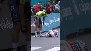 ❤️ Adrien Petit gets off his bike before crossing the finish line to check on Manuel Penalver 🤝 [upl. by Anirtik]