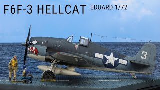 Eduard F6F3 HELLCAT with Carrier Deck amp Figures  172 scale  Build Paint amp Weather [upl. by Idalina]