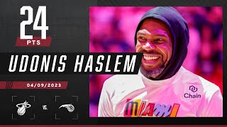 Udonis Haslem BALLS OUT in his final regular season NBA game 💪  NBA on ESPN [upl. by Arita]