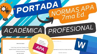 💥 Cómo hacer PORTADA con Normas APA 7ma Edición en Word  Paso a Paso ✅ [upl. by Worrad969]