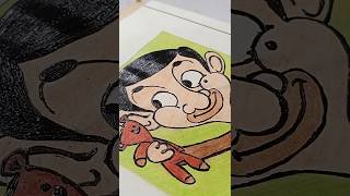 Mr Bean drawing with oil pestal colours mrbean art bts shorts viralvideo easy ideas trending [upl. by Ahsenat]