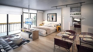 STYLISH 100 MODERN STUDIO APARTMENT DESIGN IDEAS  HOW TO MAXIMIZE APARTMENT SPACE FOR COZY HOME [upl. by Adihahs540]