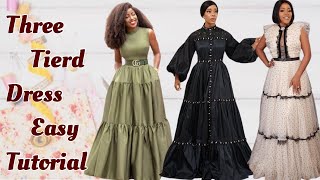 HOW TO MAKE A THREE TIERED OR LAYERED SKIRTDRESS SO EASILYCARIBBEAN DRESS [upl. by Noman]