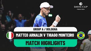 Matteo Arnaldi v Thiago Monteiro Highlights  Italy v Brazil Davis Cup 2024 Finals Group Stage [upl. by Grete488]