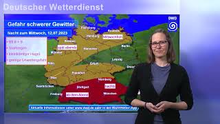 10072023 Unwetterwarnung  Deutscher Wetterdienst DWD [upl. by Krause588]