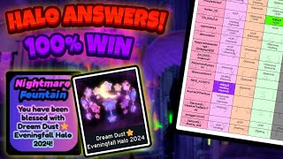 HOW TO WIN THE NEW HALO HALO ANSWERS FOR DREAM DUST ⭐ EVENINGFALL HALO 2024 🏰 ROYALE HIGH HALOS [upl. by Laris279]